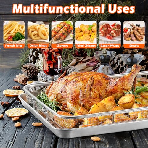 Stainless Steel Air Fryer Basket and Tray Set for Oven, 16" x 12"