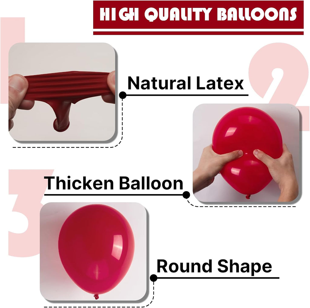 PartyWoo Maroon Balloon Arch Kit - 127 Pcs in Various Sizes for Graduation, Valentine's Day & Weddings | Dark Red & Burgundy
