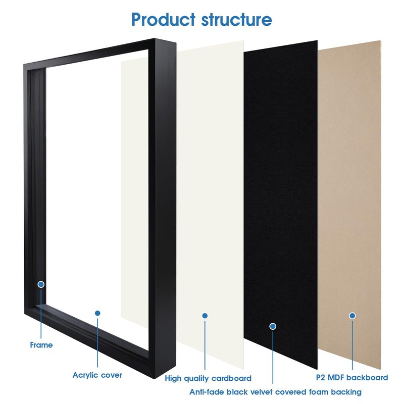 26x37 XL Shadow Box Frame, Jersey Display Case with Grade A Natural Pine Wood Acrylic Front Jersey Frame for Hockey, Soccer, Basketball, Football Uniform Shirts, Black
