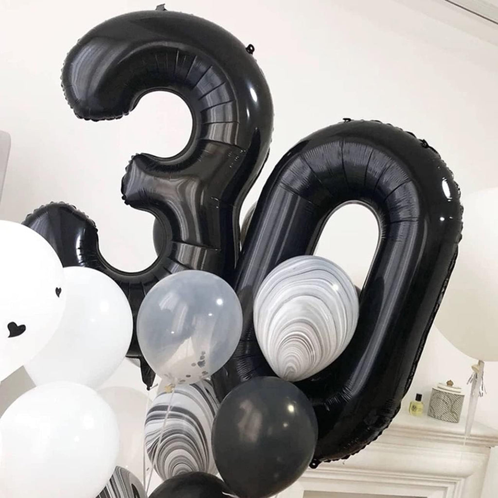 Skiennix Jumbo Number 30 Balloons - Giant Foil Mylar for 30th Birthday & Anniversary Celebrations