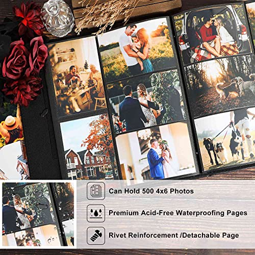 Large Leather Photo Album 4x6 500 Pockets - Horizontal & Vertical Display