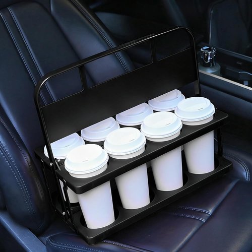 Reusable Drink Carrier with Handle for Food Delivery Drivers, Portable 8 Cup/Coffee Holder Accessories for Delivery, Foldable Drinks Caddy with Tray, Car Durable Plastic Festive Bottle, Vacation