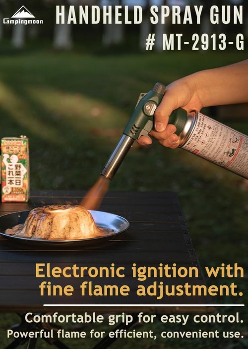 CAMPINGMOON Butane Torch - High Power Kitchen Blow Torch for Cooking | Green MT-2913-G