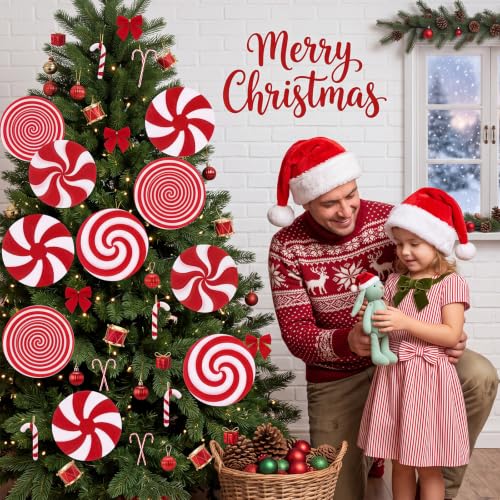 Vinsot 48 Pcs Christmas Tree Decorations Winter Xmas Ornaments - Candy Cane & Ball Sets