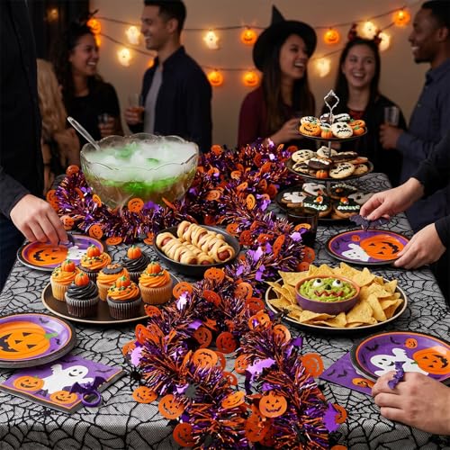 Halloween Glitter Tinsel Twist Garland - 50ft Metallic Party Decoration