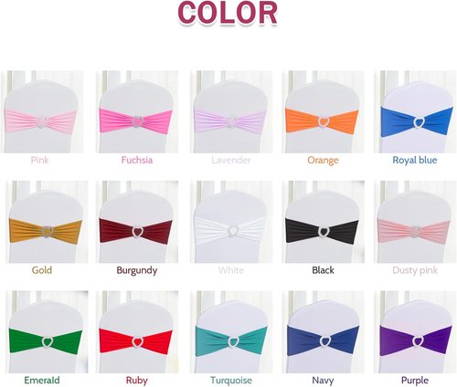 Howhic Spandex Chair Sashes - Pack of 30 Stretch Covers with Buckle Slider for Weddings & Events | Pink