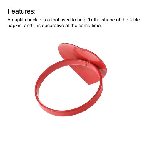 uxcell Metal Napkin Rings Set of 6, Heart Shape Napkin Ring Holder Buckle for Dining Table Decorations Wedding Birthday Holiday Party, Red
