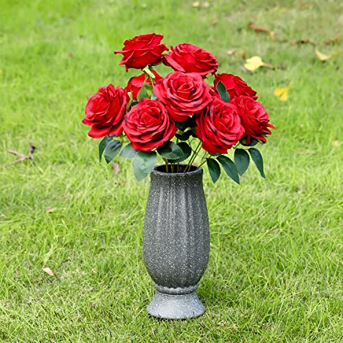 10-Inch Cemetery Vase with Metal Spike and Drainage Hole for Grave Memorials