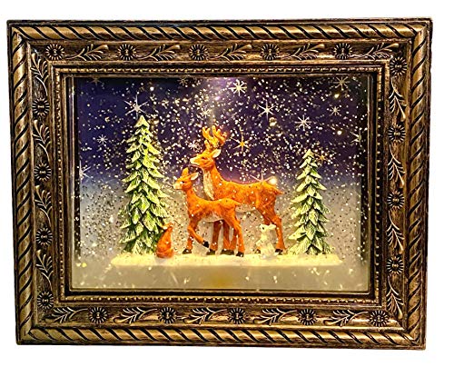 San Francisco Music Box Reindeer in the Woods Frame with Lights & Music
