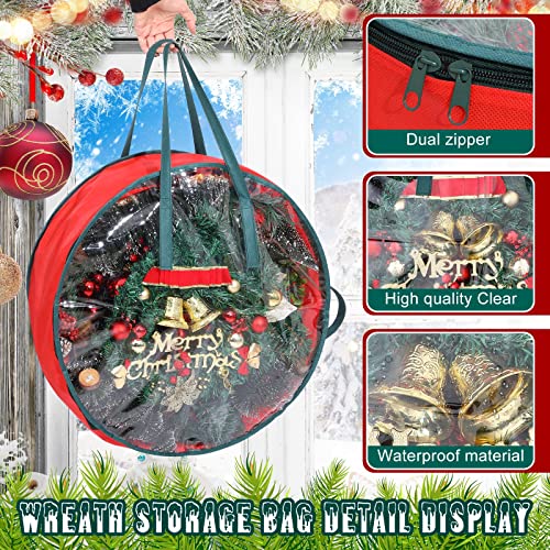 4 Pcs 24 Inch Wreath Storage Bag Container with Clear Window and Handles