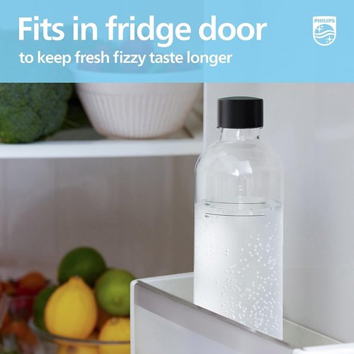 PHILIPS Carbonating Bottles ADD910BKO/37, 1L Reusable PET Sparkling Water Bottles Compatible Soda Maker for ADD4902BKO/37, ADD4902WHO/37 and ADD4901GRO/37, ADD4901BKO/37, ADD4901BLO/37, ADD4901PKO/37
