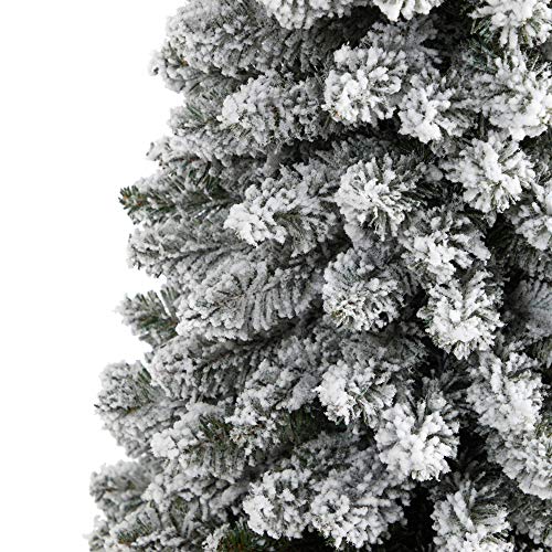 5ft Flocked Artificial Christmas Tree with Bendable Branches - Narrow Decor