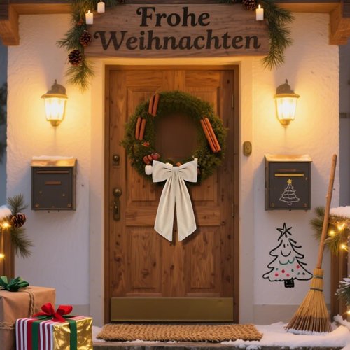 Boxwood Wreath Sash - 2 Pack Burlap Ribbon Decor for Front Door | Indoor/Outdoor Holiday Accent