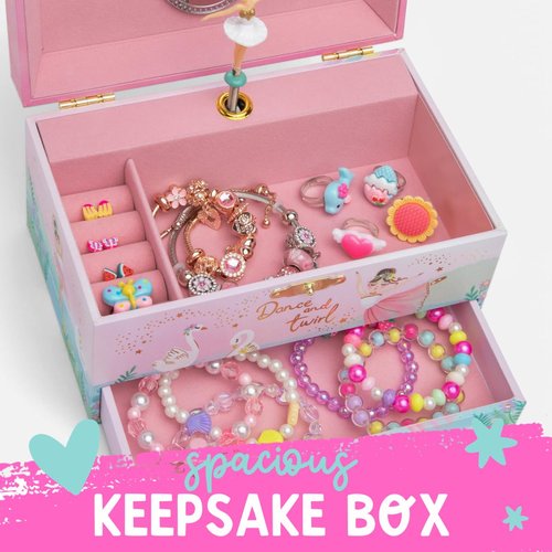 Giggle & Honey Musical Ballerina Jewelry Box for Girls - Kids Dancing Ballerina Music Box with Mirror, Ballet Gifts for Little Girls, Jewelry Boxes, Childrens Birthday Gift, Ages 3-10