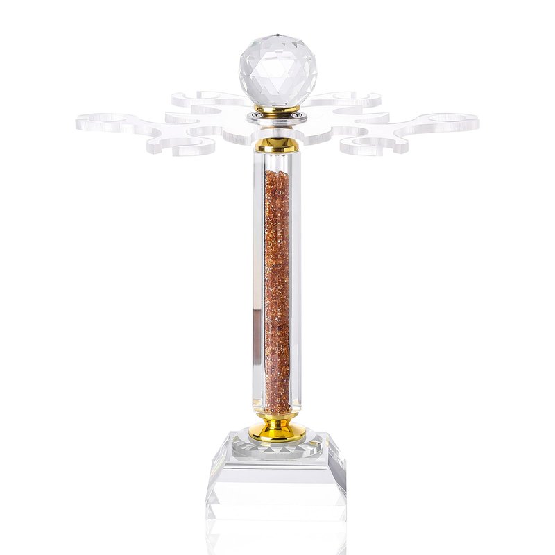 Hanjue Crystal Glass Stemware Rack, Rotates to Hold 6 Wine Glasses, Crystal Wine Glass Holder,Stemware Holder for Wet Bar Home Bar, Bar Cart(white crush diamonds)