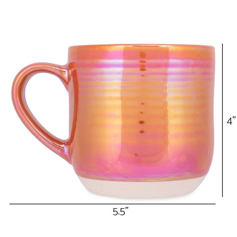 Elanze Designs Glossy Reactive Glaze Large 17 Fluid Ounce Everyday Kitchen Food Grade Ceramic Stoneware Coffee Mug Cup with Comfort Curved Handles, Set of 4, Burnt Orange