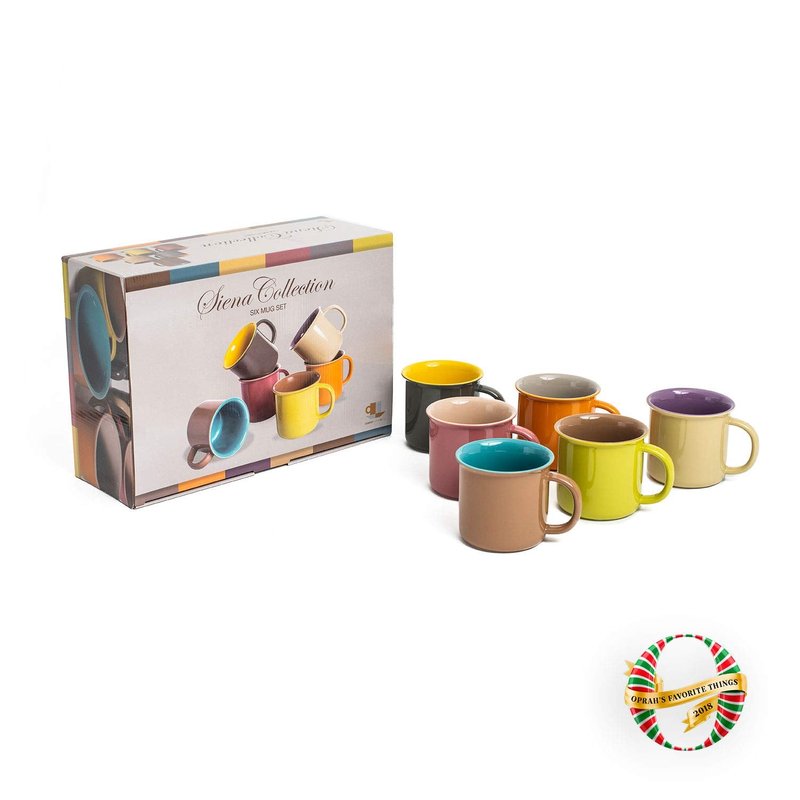 Yedi 20 Oz. Jumbo Ceramic Coffee Tea Beverage Drink Mugs with Handles, Set of 6