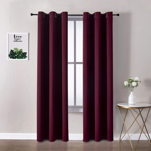 ChrisDowa Burgundy Curtains - Thermal Insulated Room Darkening Grommet Panels, 72 Inches Long (Set of 2)