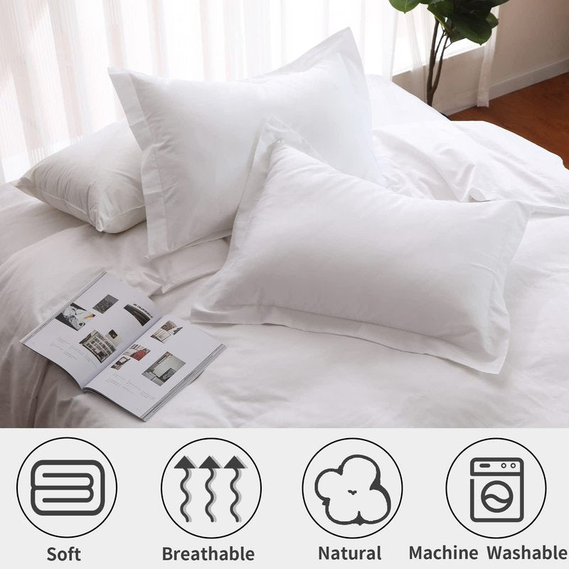 Shunjie.Home 100% Cotton Duvet Cover Set Full Size - 400 Thread Count Sateen Egyptian Cotton Duvet Cover, Easy Change Soft Durable Breathable Bedding, Hidden Button Closure & Corner Ties - White