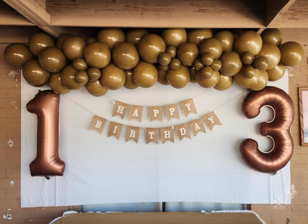 Numbers Balloon 3 - 40 Inch Large Coffee Brown Balloon for 3rd Birthday Party Decor