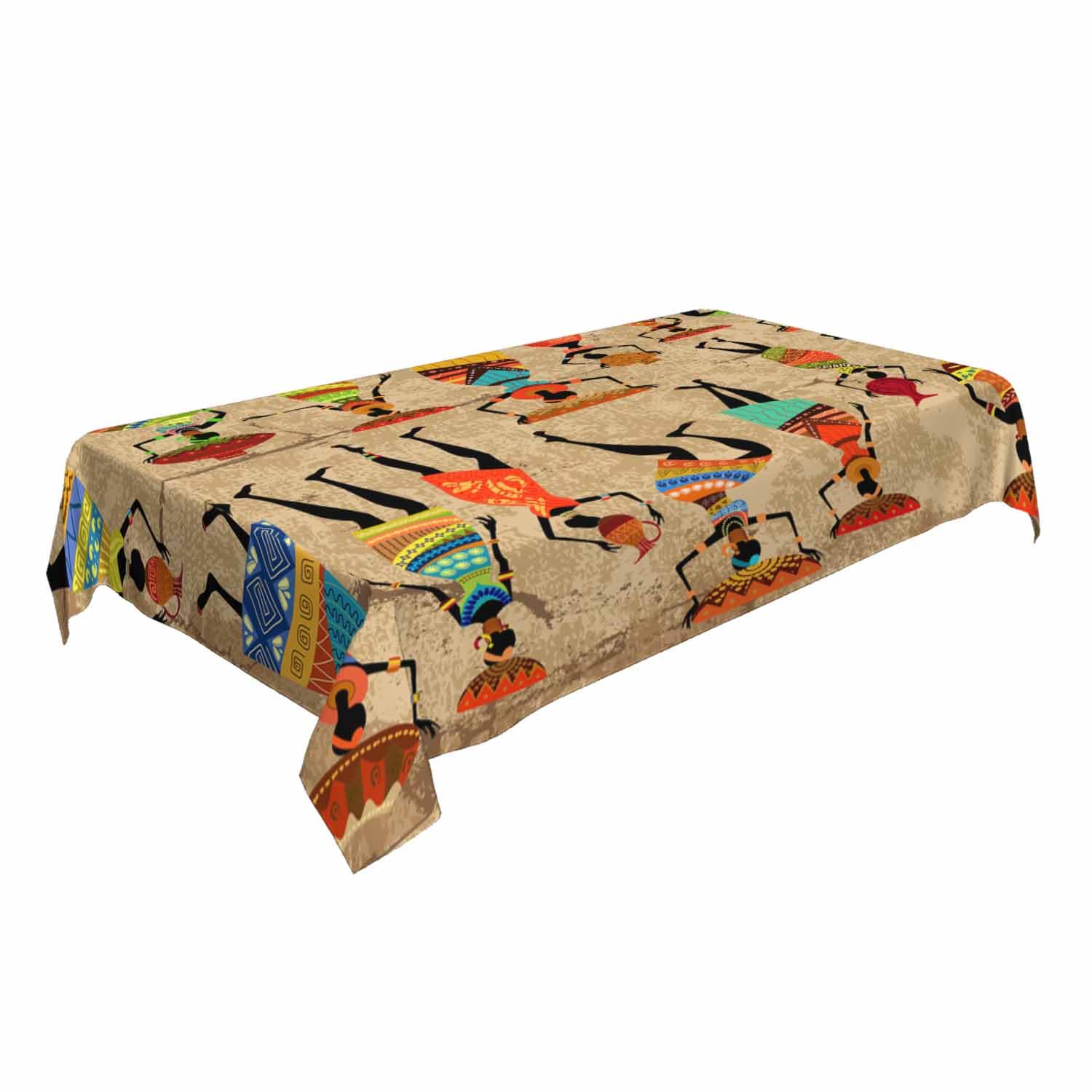 TKS MITLAN African Woman Tablecloth 60x84 Inch Rectangular Grunge African Woman Dancer Oblong Table Cloth Kitchen Table Decorations for Home Dinner Party