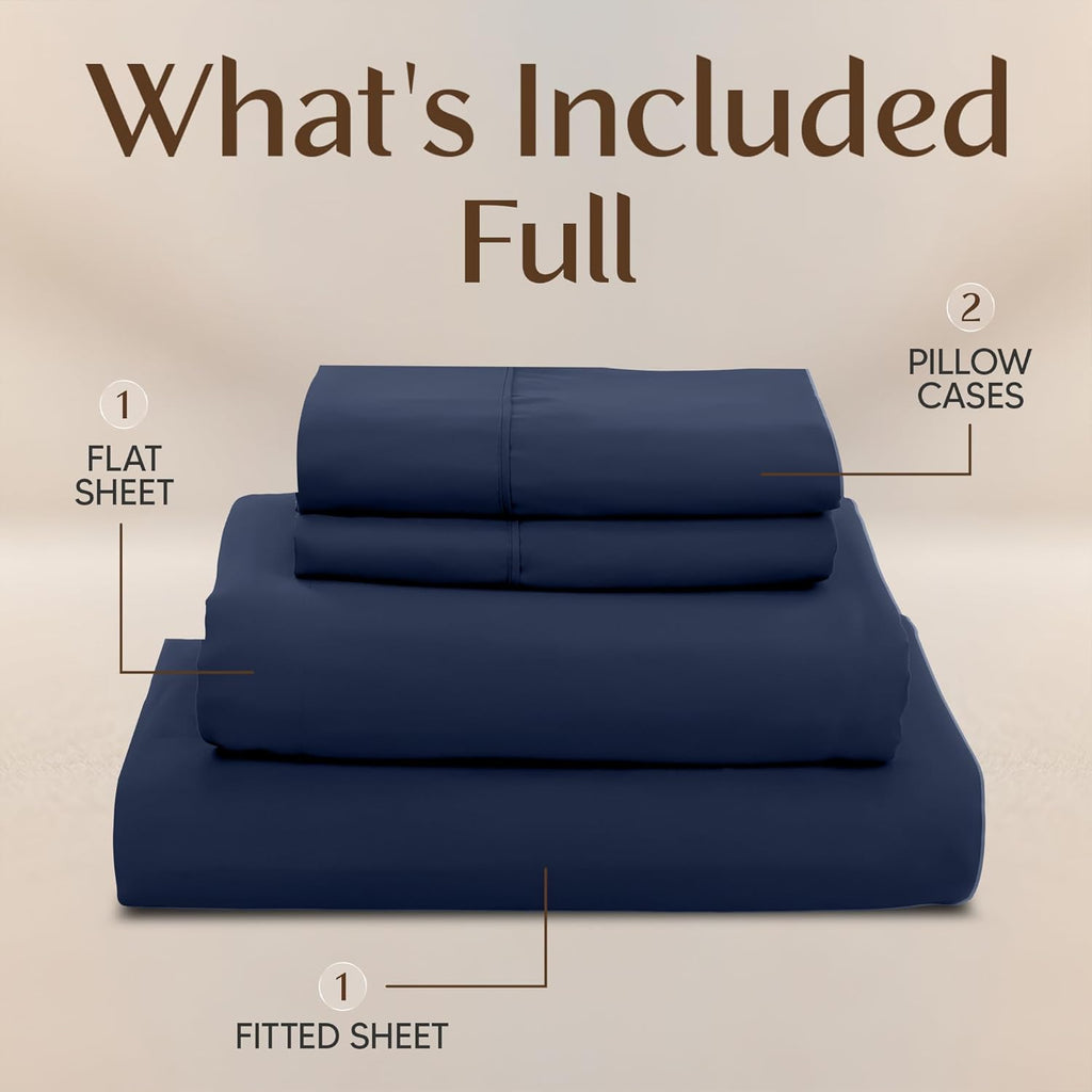 Utopia Bedding Full Sheet Set - Soft & Breathable 4-Piece Microfiber Bed Sheets for Full Size Bed | Navy Blue
