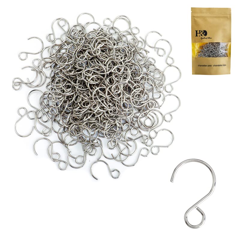 300 Pack Mini Stainless Steel S Hooks for Chandelier Crystals & Suncatchers