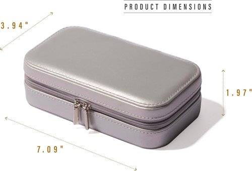 BINO Jewelry Case - Portable Stylish Organizer with Mirror for Earrings, Rings & Necklaces | Silver