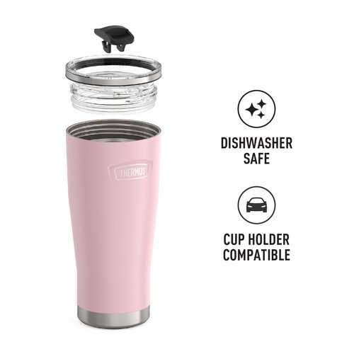 THERMOS ICON SERIES, Stainless Steel Cold Tumbler with Slide Lock, 24 Ounce, Sunset Pink