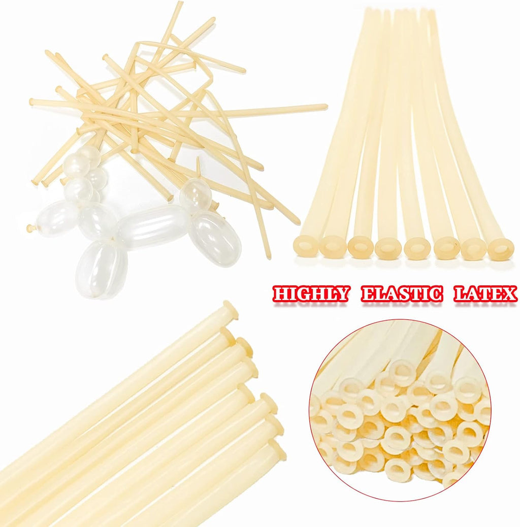 Skiennix 260 Clear Long Balloons - Thickened Latex Twisting Balloons for Animal Models | 100 Pack