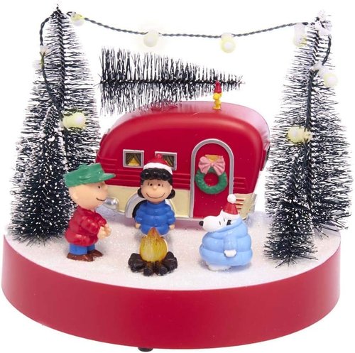 Kurt Adler 7-Inch Musical Peanuts Camper Scene - Battery-Operated Table Decor Piece
