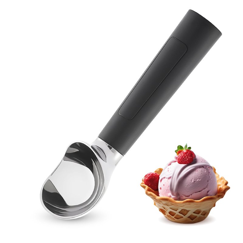 Heated Ice Cream Scoop Rechargeable, Electric Warming Ice Cream Scooper with LED Display, Heats to 158°F for Hard Ice Cream, Easy for Seniors & Kids, IP67 Waterproof (Black, 2 oz)