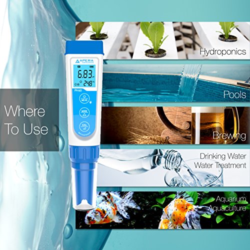 Waterproof pH Pocket Tester Kit with Replaceable Probe and LCD Display