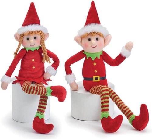 Burton Plush Christmas Elf Dolls - Adorable Boy & Girl Designs for Festive Decor