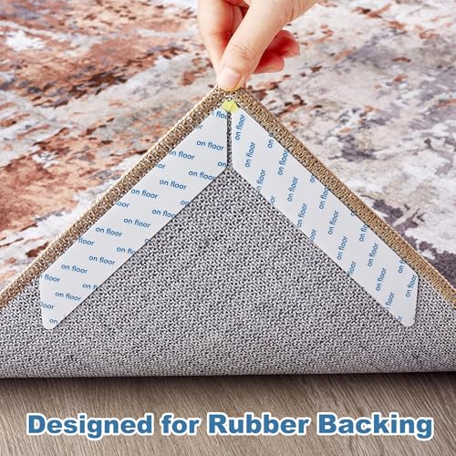 Non-Slip Rug Grippers for Hardwood Floors - 10 Pack Anti-Slip Carpet Stickers