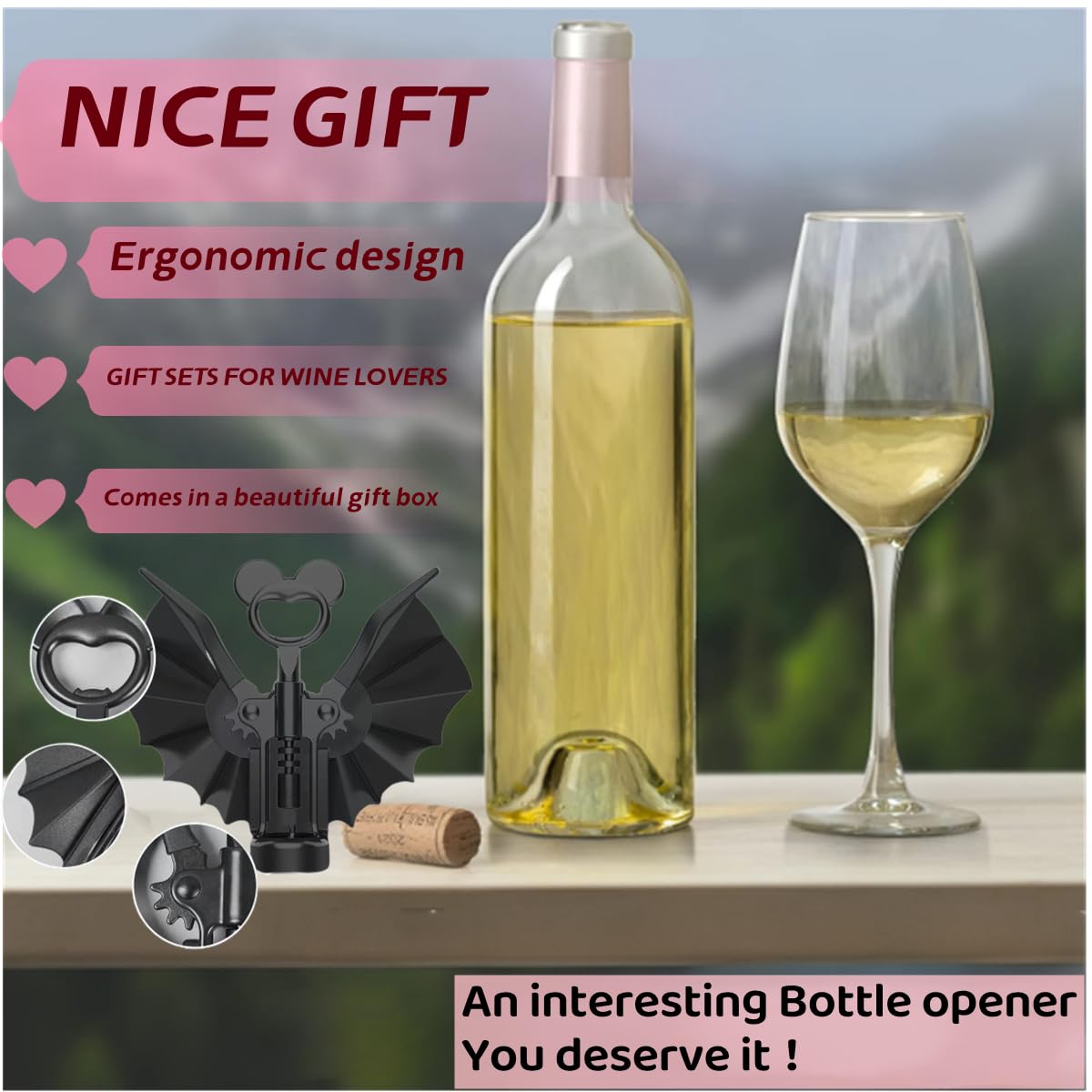 Bat 2-in-1 Wine & Beer Opener, Alloy Dual-Use Bottle Opener, Gifts for Lovers
