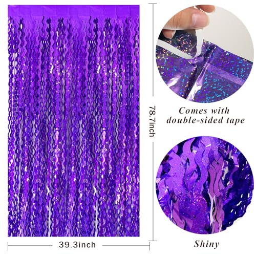 Metallic Wavy Foil Fringe Backdrop Curtains for Party Decor - 5 Pack