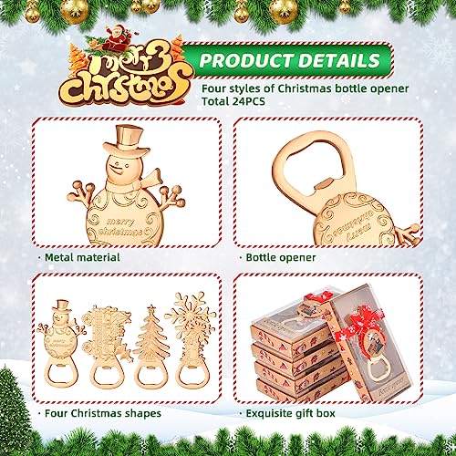 Christmas Themed Bottle Openers Set for Wedding and Party Favors - 24 Pieces