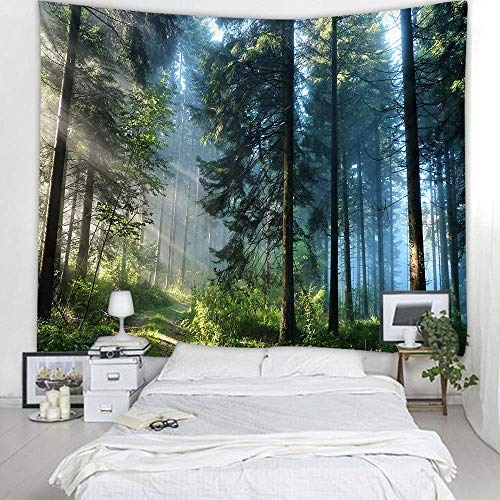 Morning Forest Landscape Tapestry - 3D Printed Wall Hanging Decor (78x60 in)