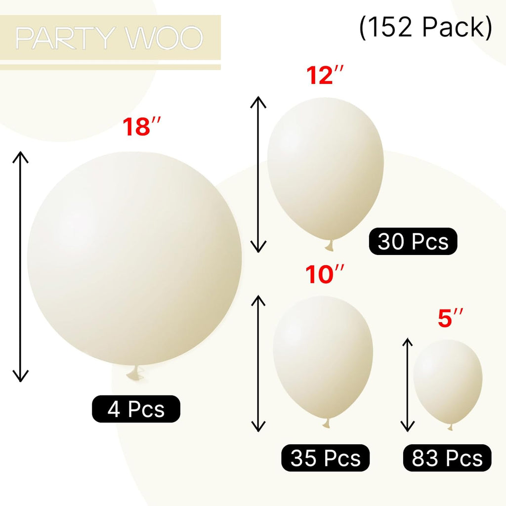 PartyWoo Pastel Yellow Balloon Arch Kit - 152pcs in 5-18 Inch Sizes for Baby Showers & Birthday Parties