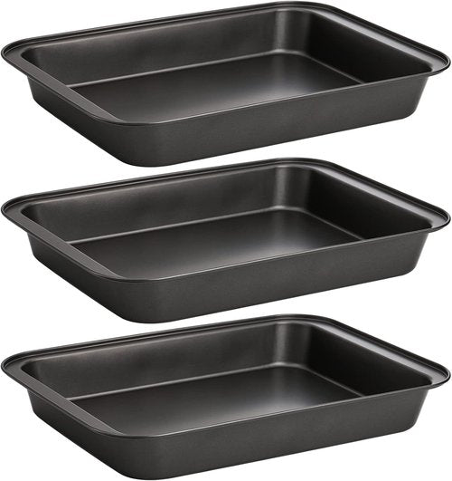 Lyellfe Non-Stick Baking Pans - 3 Pack Rectangle Cake Trays, 13 x 9 Inch for Brownies & Casseroles, BPA Free