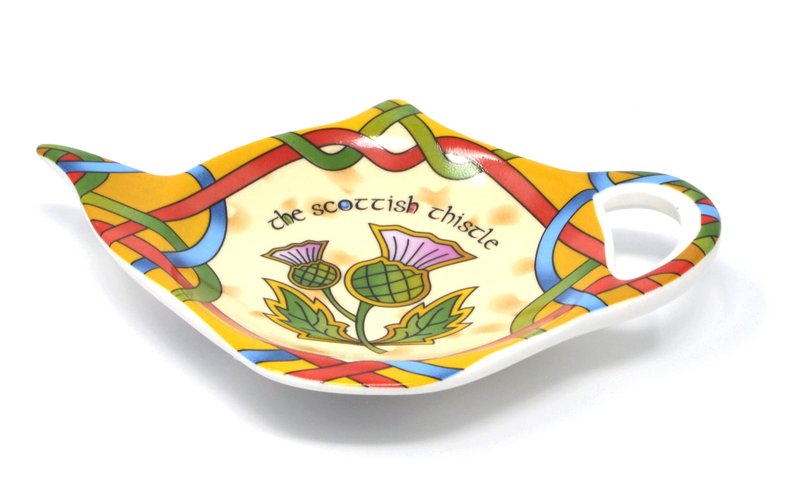 Royal Tara Scottish Thistle Tea Set Gift - Bone China Mug, Breakfast Tea, and Teabag Holder