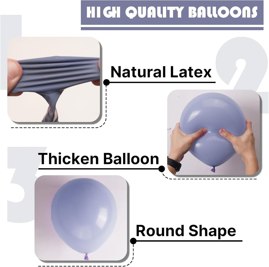 PartyWoo Dusty Blue Balloons - 120-Piece Boho Balloon Arch Kit for Baby Showers & Birthdays | 5-18 Inch Sizes