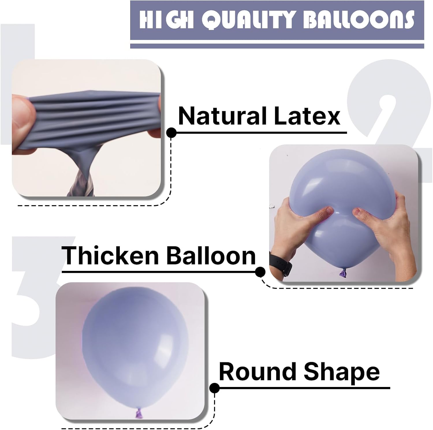 PartyWoo Dusty Blue Balloons - 101pcs 12 Inch Boho Lavender Latex Balloons for Baby Showers & Celebrations