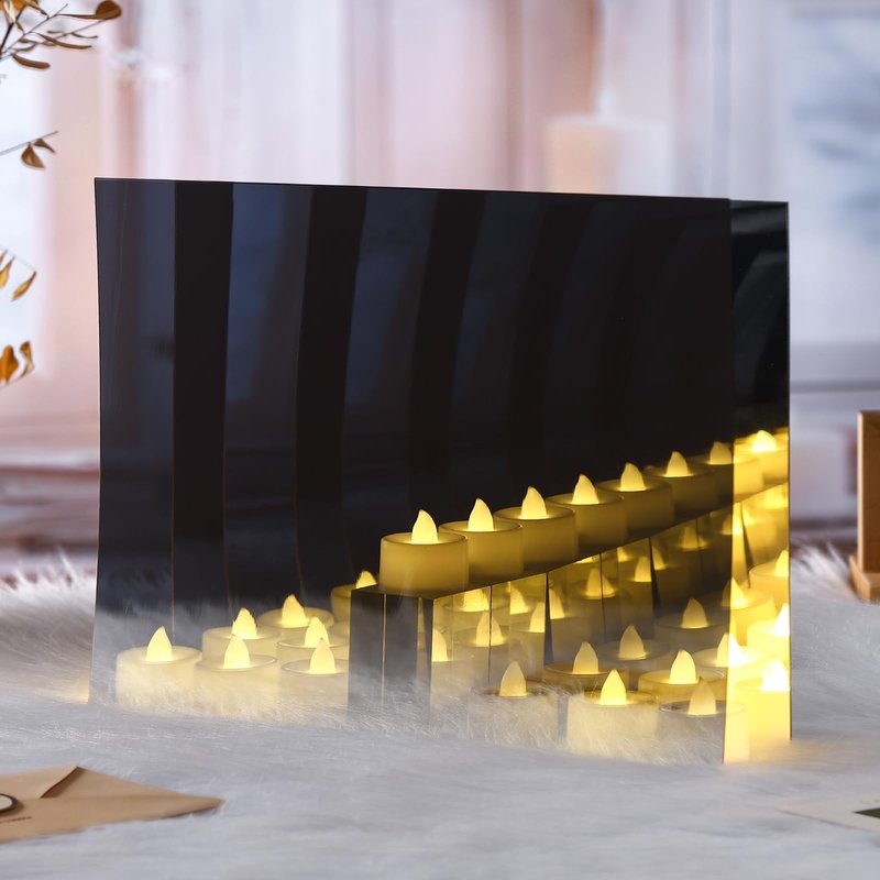 Yookeer 3 Pcs Two Way Mirror Glass, 12x24x0.04 Inch Acrylic See Through Infinity Mirror Sheet for Magic Project, 30% Transparent