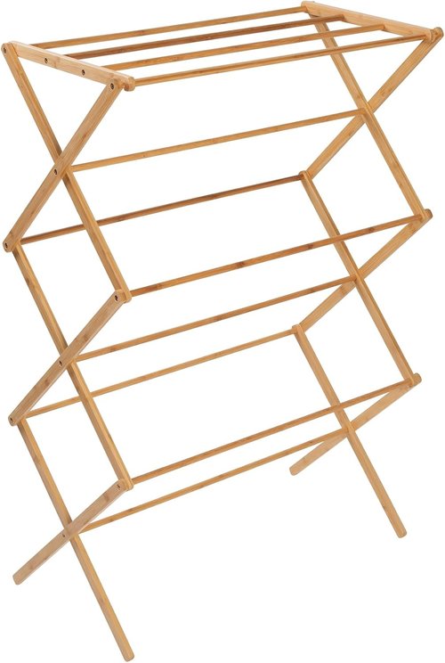 Honey-Can-Do Collapsible Bamboo Drying Rack - Sturdy, Space-Saving & Portable for Air-Drying Clothes, Towels & More