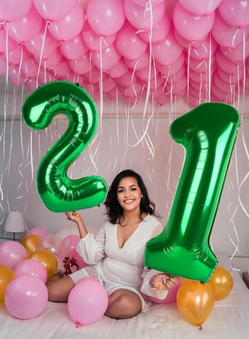 40 Inch Dark Green Number 21 Balloons by [Brand Name] - Perfect Birthday & Graduation Party Decor