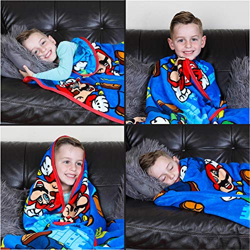 Franco Kids Super Soft Plush Throw Blanket - Mario Design, 46 x 60 Inches