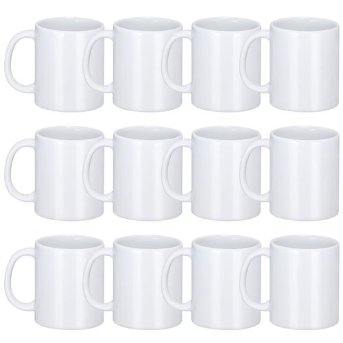 DANALLAN Sublimation Mugs, Premium Coffee Mugs Set of 12 White Ceramic Sublimation Cups 11 oz Christmas Coffee Mug for Soup Tea Milk Latte Hot Chocolate