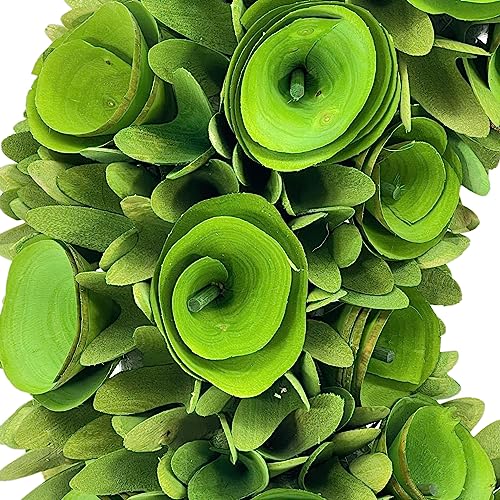Galt International 18” Natural Woodchip Rose Wreath Green – Rustic Front Door Holiday Decor